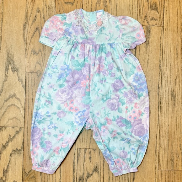 Vintage Polly Flinders Floral Bubble Bottom Babygirl Onepiece Romper 18 Months - Picture 5 of 14